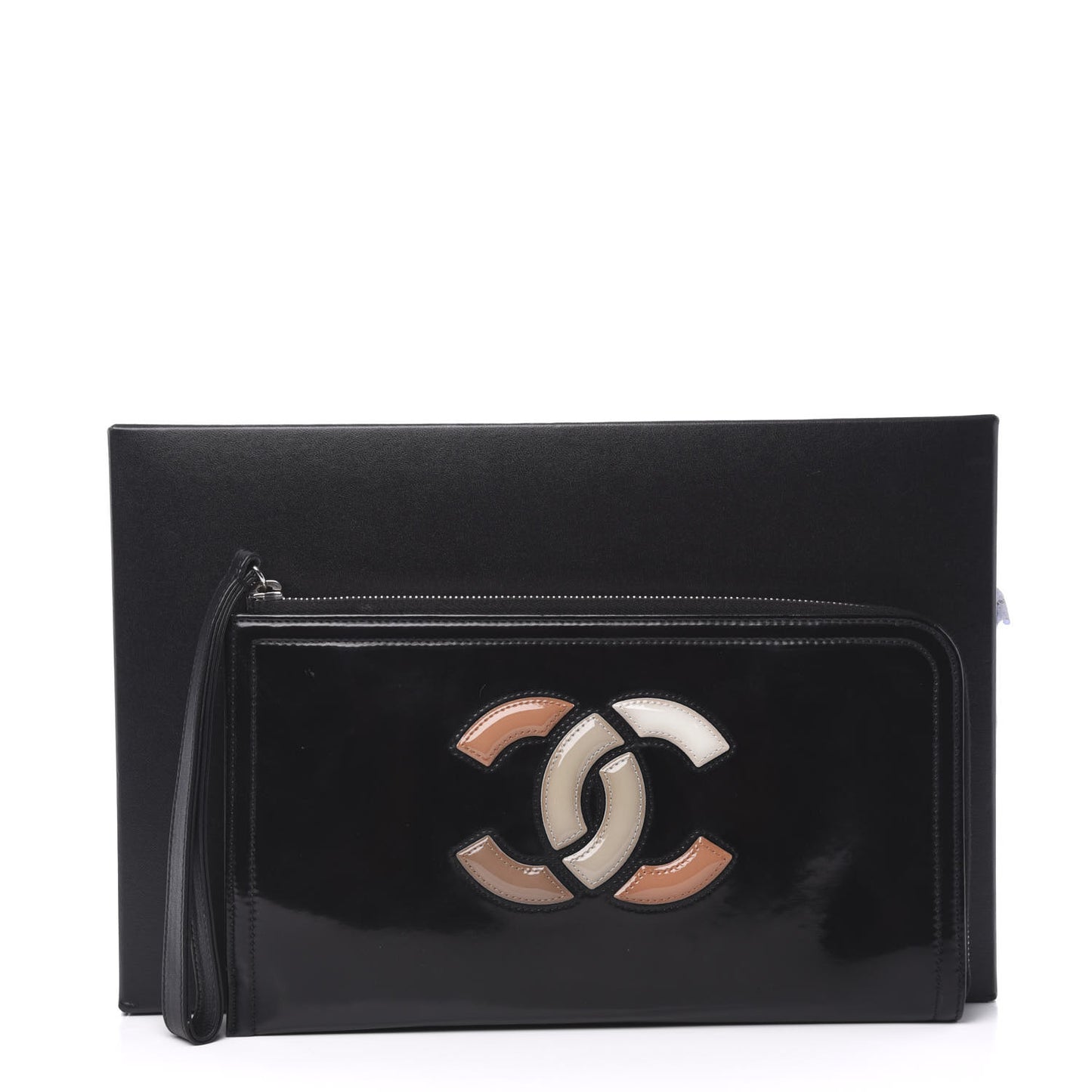 Vinyl Patent Lipstick Wristlet Wallet Black