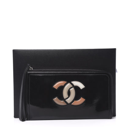 Chanel Vinyl Patent Lipstick Wristlet Wallet Black 9 of 9