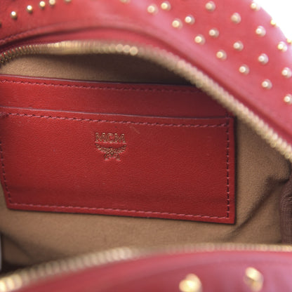 MCM Calfskin Stud X-Mini Stark Bebe Boo Backpack Red 5 of 15