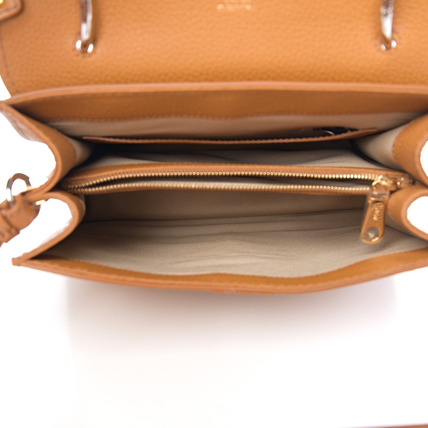 Shiny Grained Calfskin Medium Aby Day Shoulder Bag Ochre