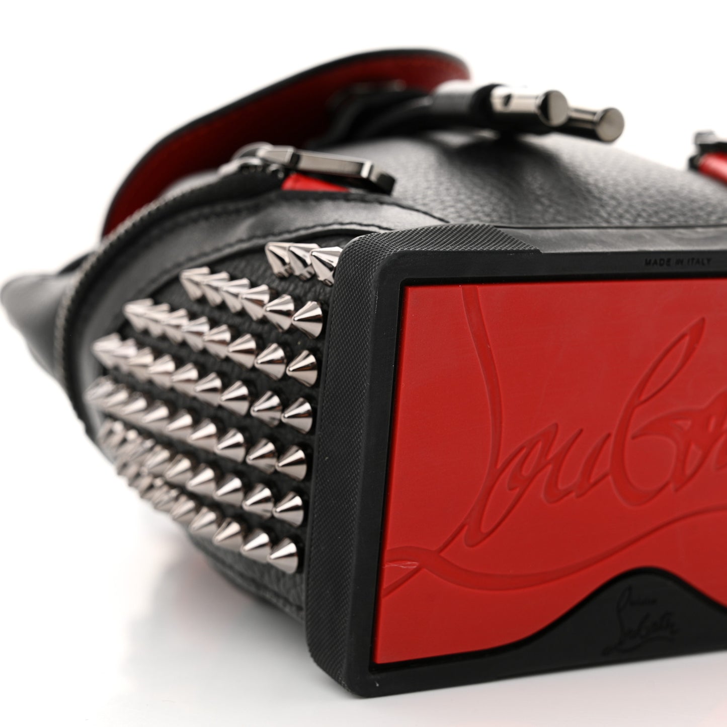 Calfskin Spiked Mini Explorafunk Keyring Bag Black