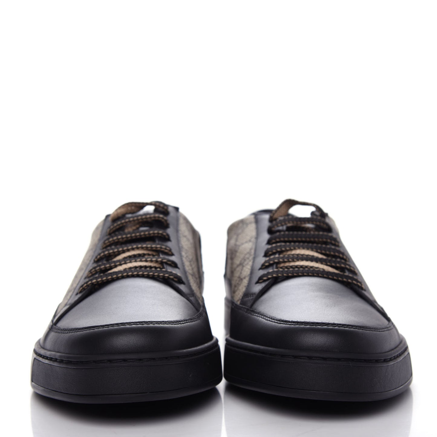 GG Supreme Monogram Mens Low Top Sneakers 10 Black Beige Ebony