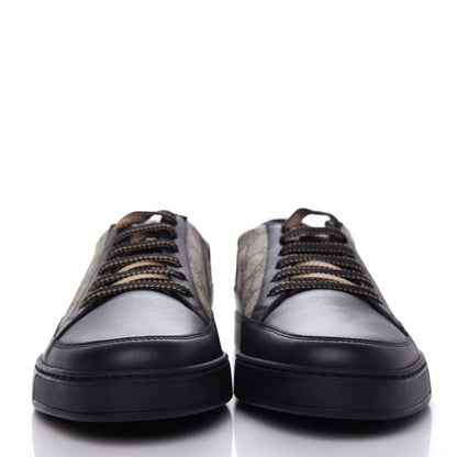 Gucci GG Supreme Monogram Mens Low Top Sneakers 10 Black Beige Ebony 2 of 11