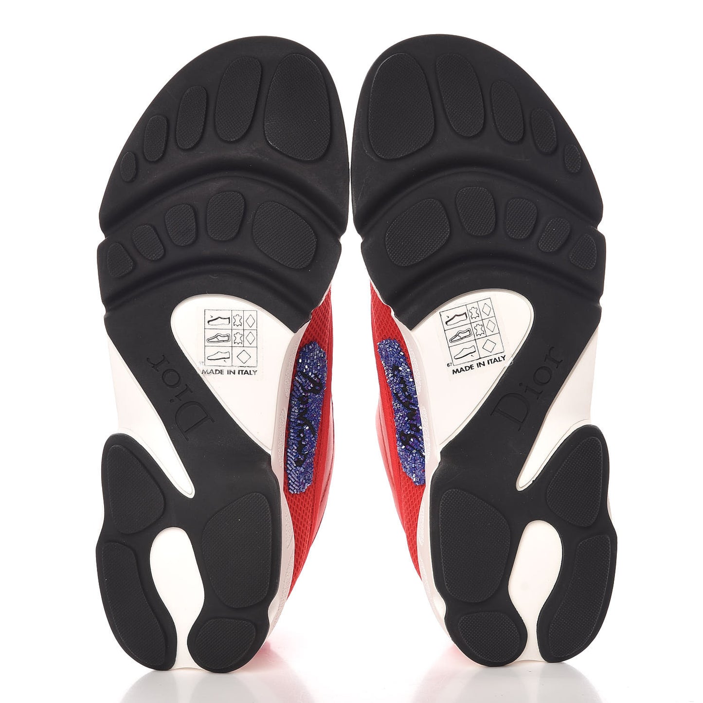 Calfskin Technical Canvas Embroidered Dior Fusion Sneakers 35 Rouge