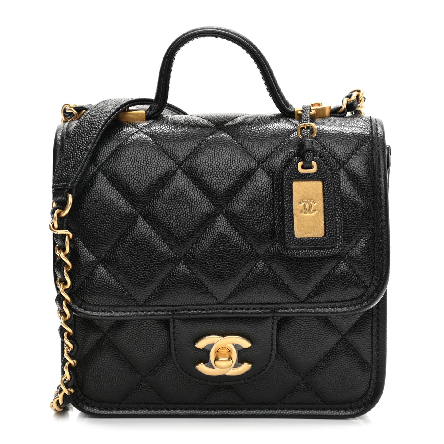 Caviar School Memory Mini Top Handle Flap Black