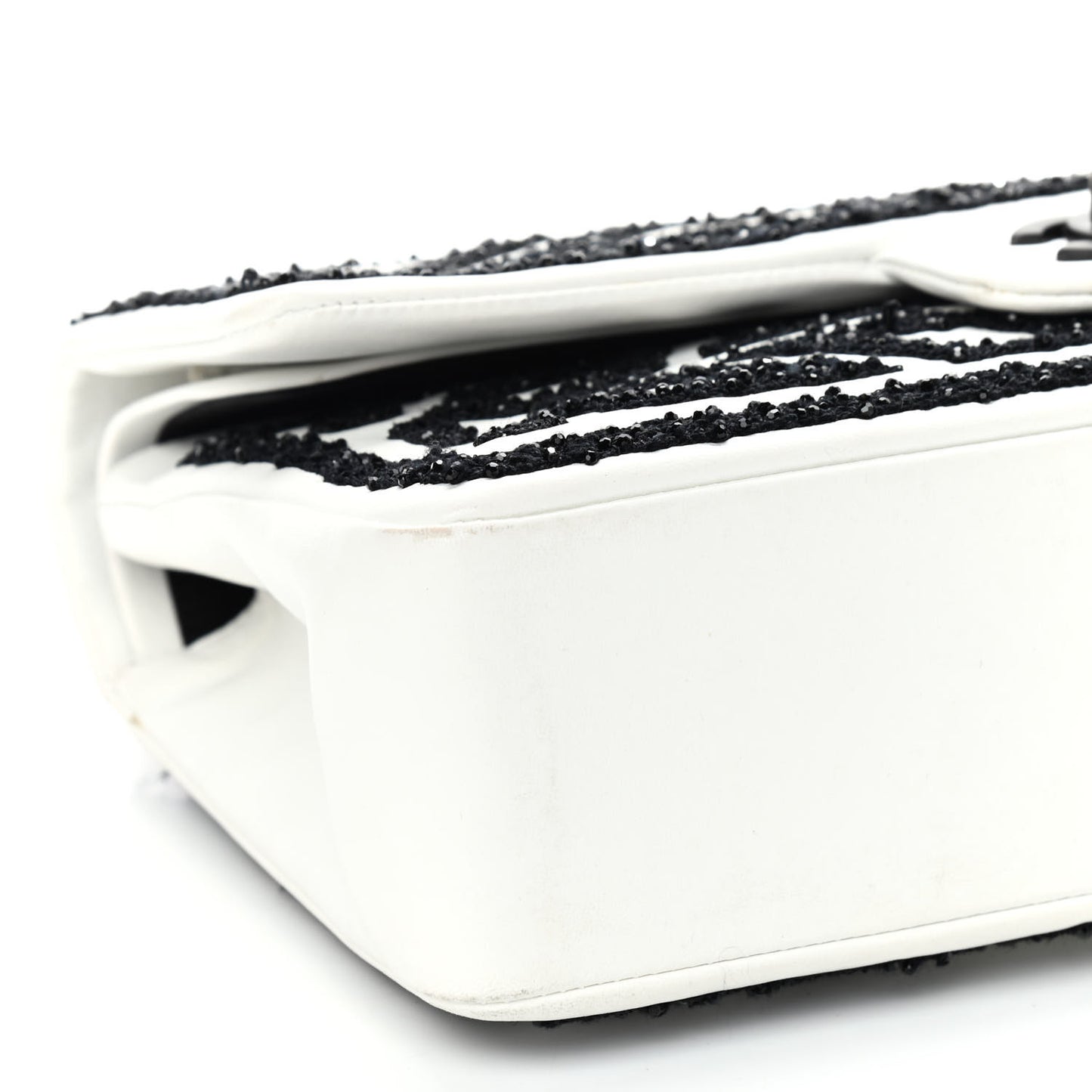 Lambskin Crystal Embroidered Medium Garden Of Versailles Double Flap Black White