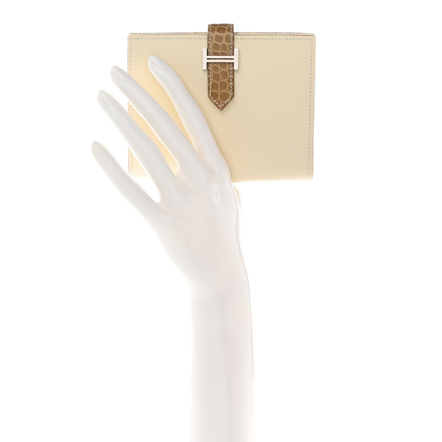 Epsom Shiny Alligator Bearn Touch Compact Wallet Nata Sable