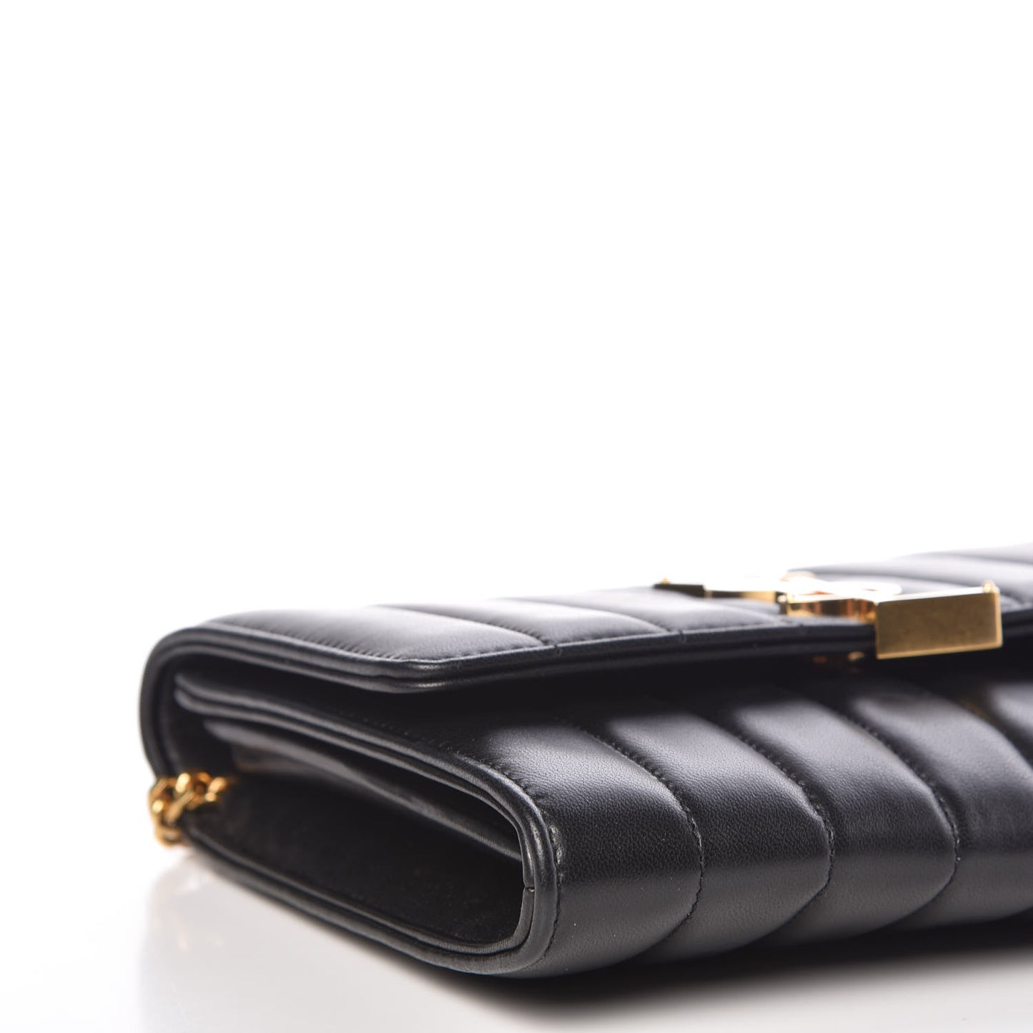 Lambskin Matelasse Monogram Vicky Chain Wallet Black
