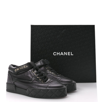 Chanel Lambskin Logo Strap Sneakers 39.5 Black 9 of 9