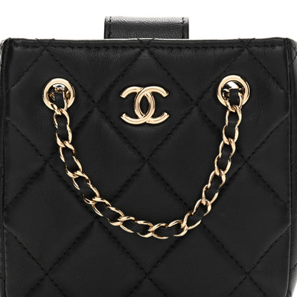 Chanel Lambskin Quilted Tiny Shopping Clutch With Chain Black 8 of 11