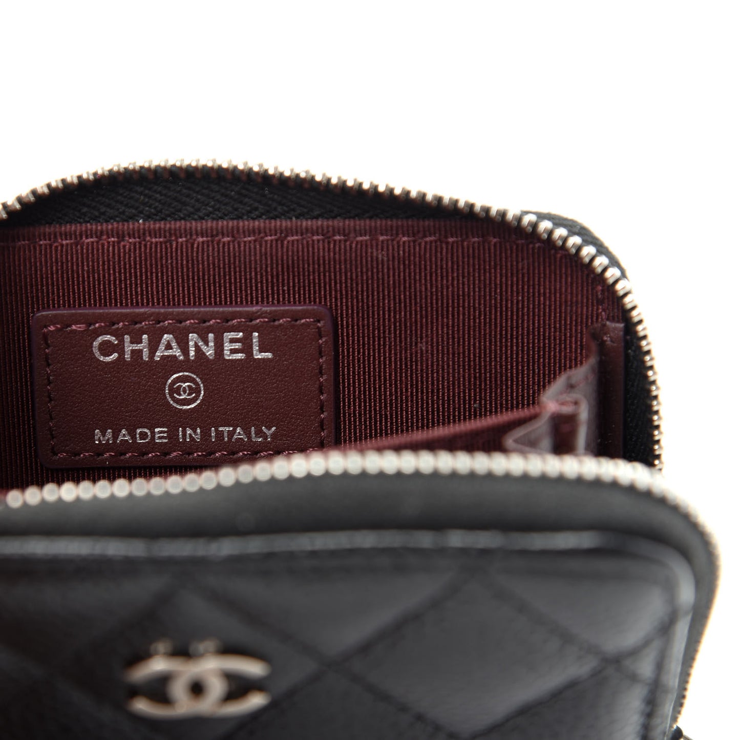 Caviar Quilted Zip Coin Purse Black