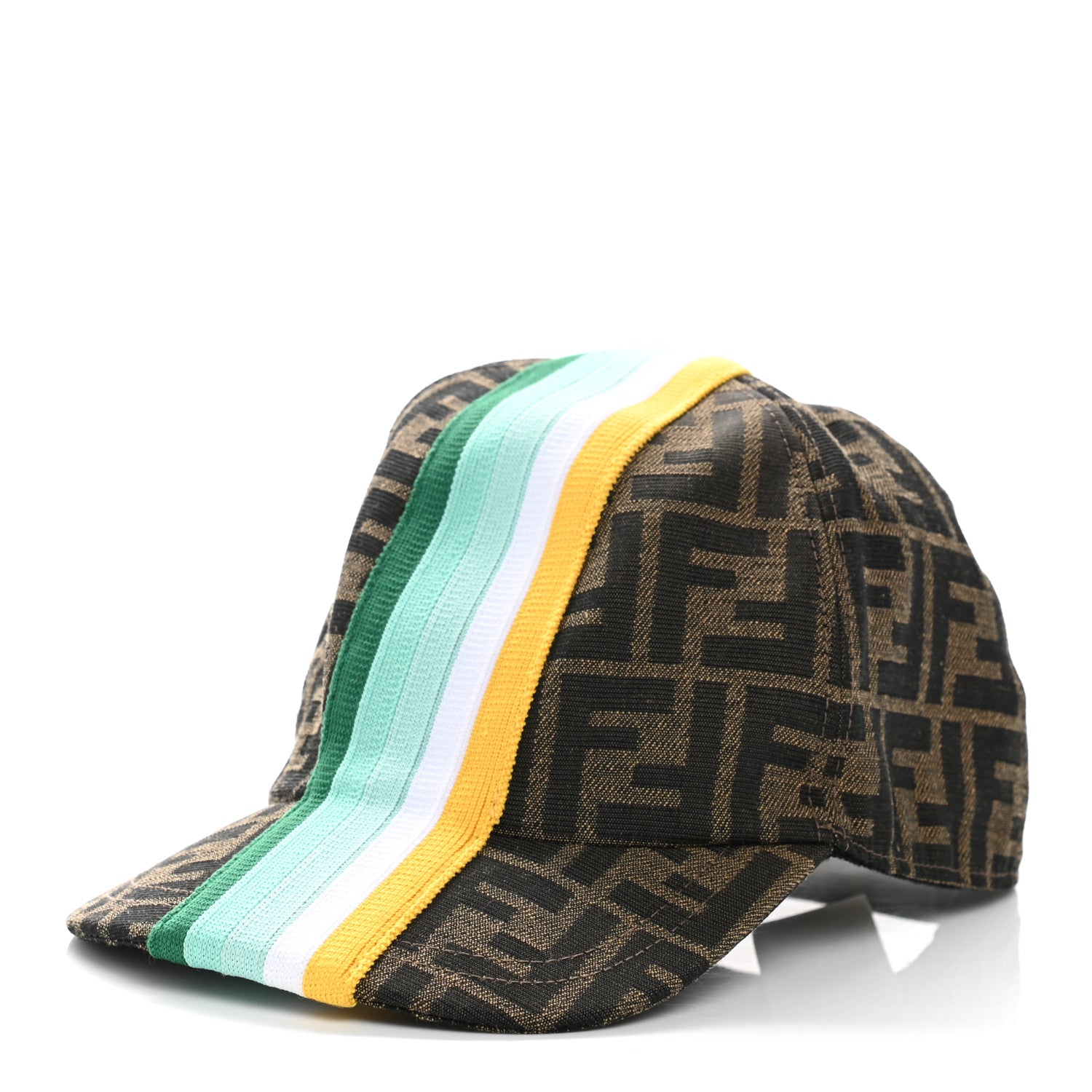 Fendi Canvas Zucca FF Kids Striped Baseball Hat Tobacco Multicolor 1 of 8