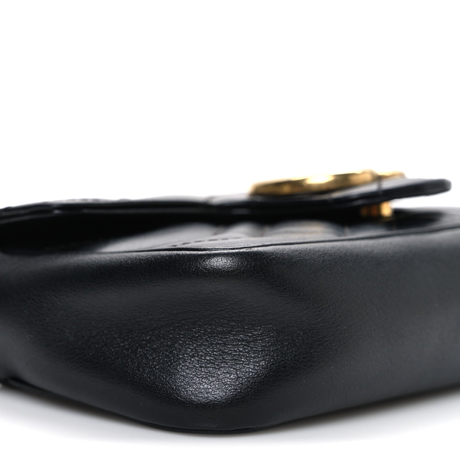 Gucci Calfskin Matelasse Super Mini GG Marmont Shoulder Bag Black 9 of 11