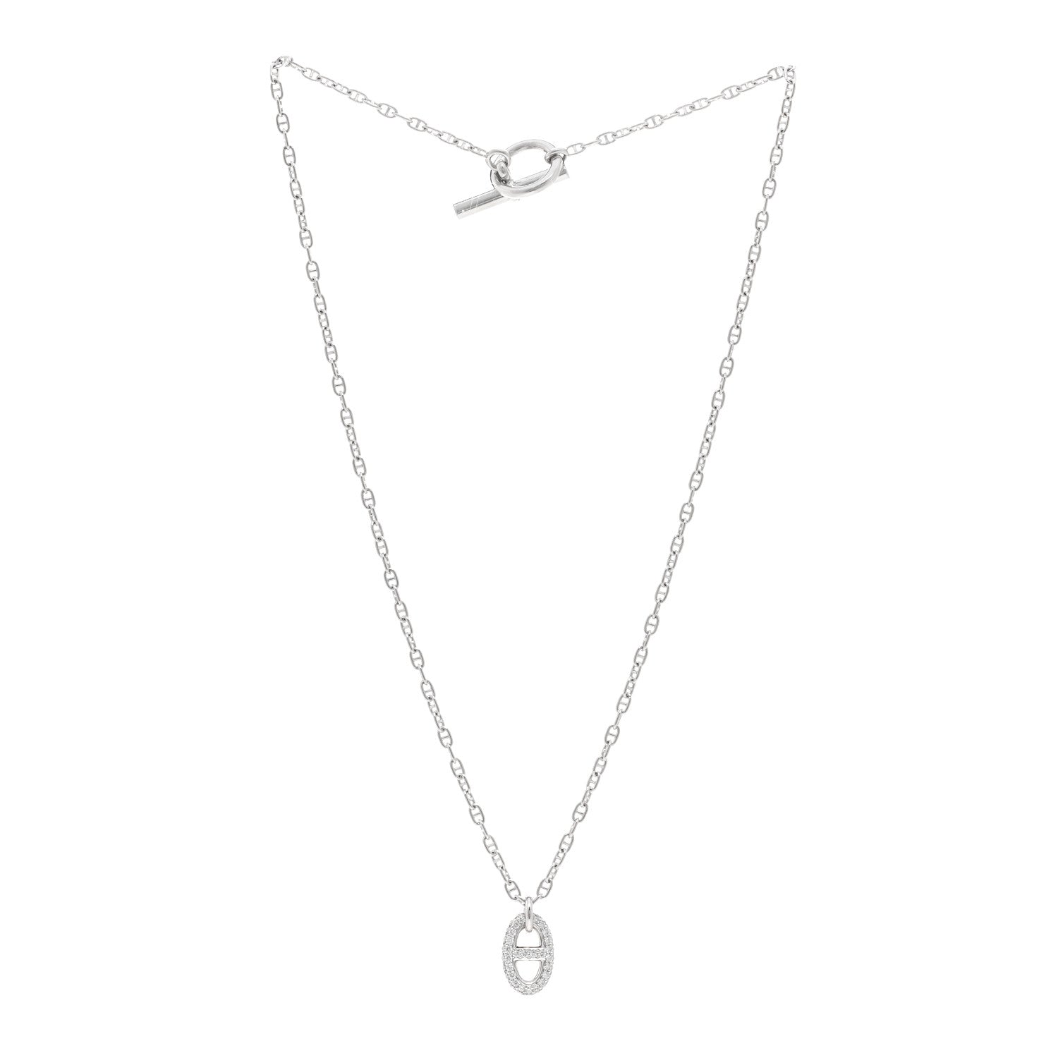 Hermes 18K White Gold Diamond New Farandole Pendant Necklace ST 3 of 5
