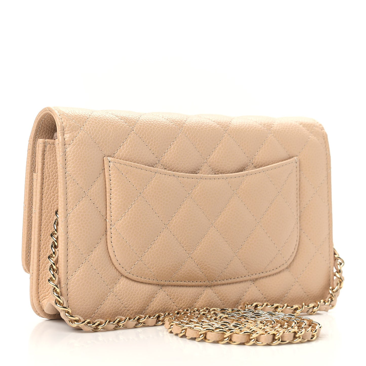 Caviar Quilted Wallet On Chain WOC Beige