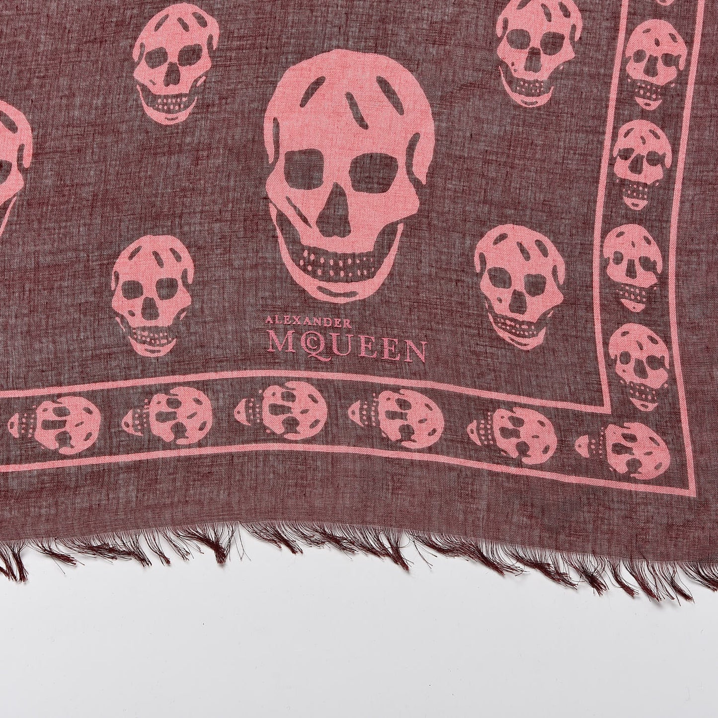 Silk Chiffon Skull Scarf Bordeaux