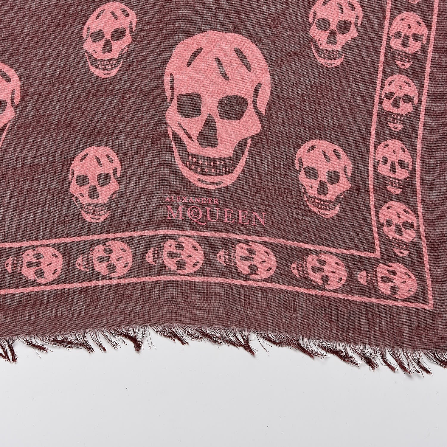 Alexander McQueen Silk Chiffon Skull Scarf Bordeaux 4 of 7