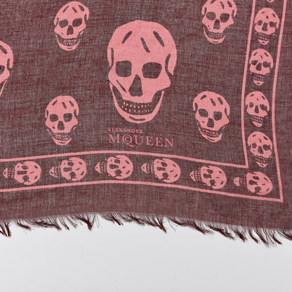 Alexander McQueen Silk Chiffon Skull Scarf Bordeaux 4 of 7