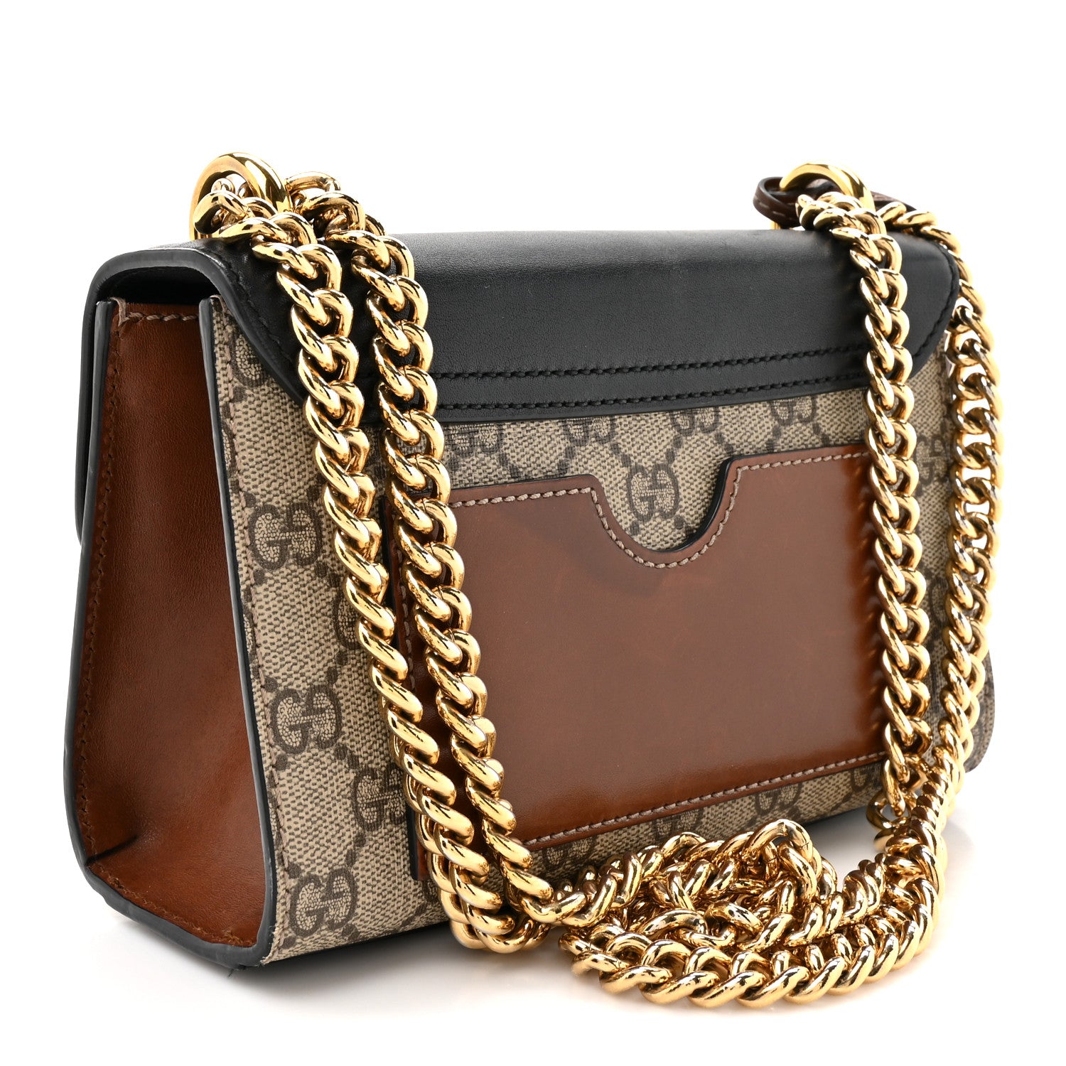 Gucci GG Supreme Monogram Calfskin Small Padlock Shoulder Bag Beige Black Cuir 3 of 18