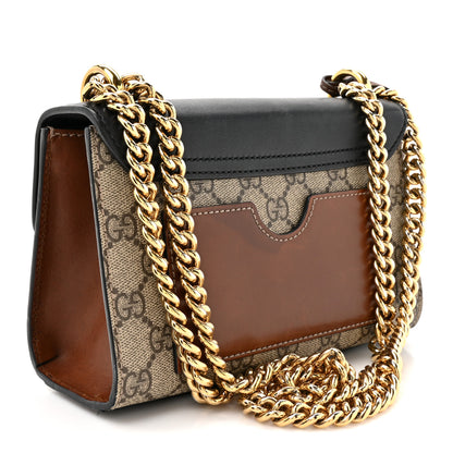 Gucci GG Supreme Monogram Calfskin Small Padlock Shoulder Bag Beige Black Cuir 3 of 18