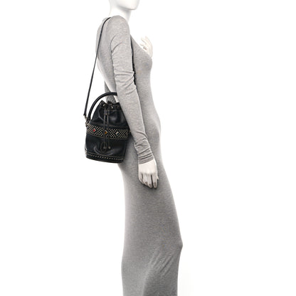 Saint Laurent Smooth Calfskin Studded Small Bahia Drawstring Bucket Bag Black Multicolor 2 of 9
