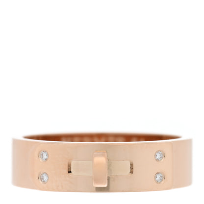 Hermes 18K Rose Gold Diamond PM Kelly Ring 51 5.75 1 of 5