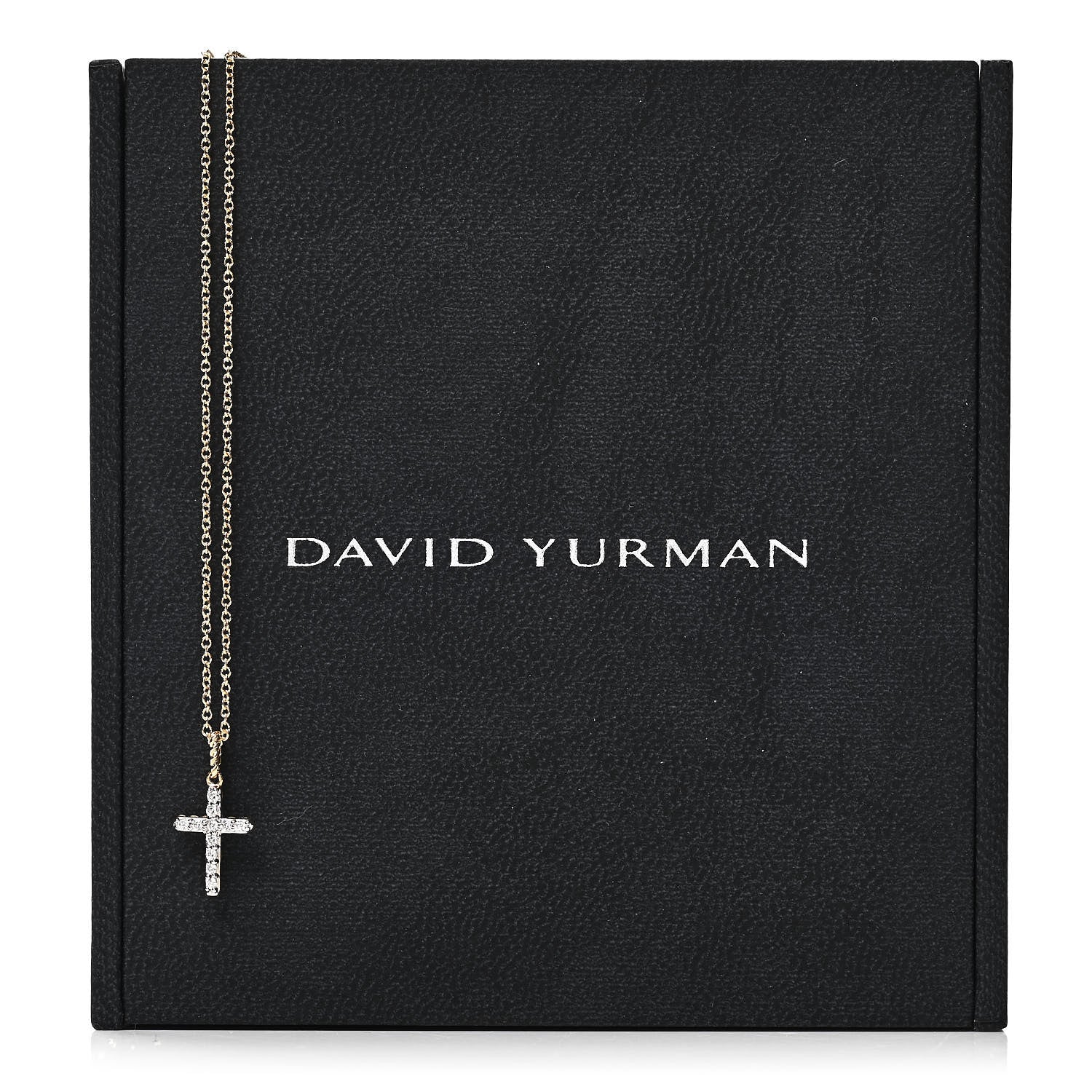 David Yurman 18K Yellow Gold Diamond Cable Collectibles Cross Necklace 6 of 6