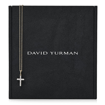 David Yurman 18K Yellow Gold Diamond Cable Collectibles Cross Necklace 6 of 6