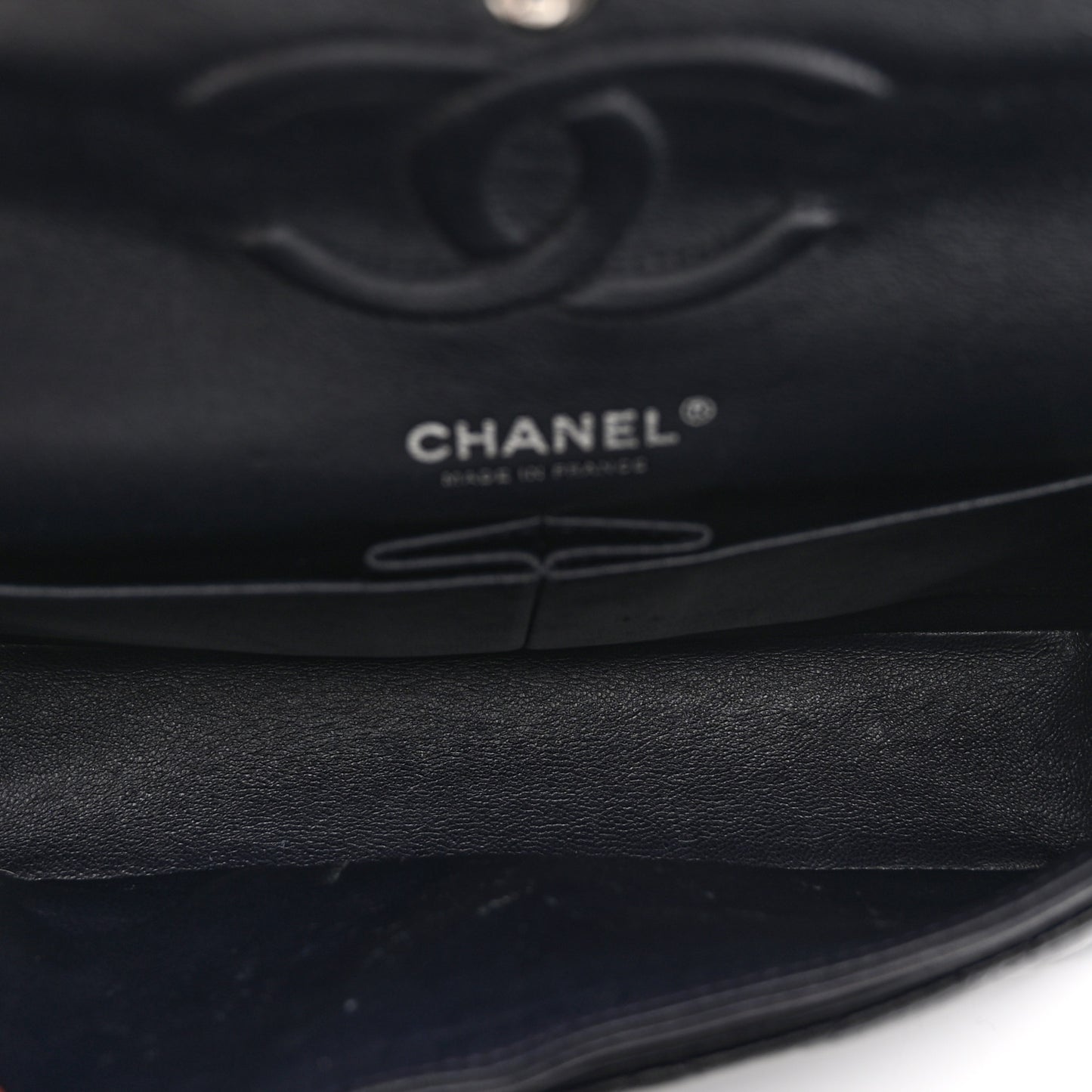 Lambskin Quilted Medium Double Flap Navy