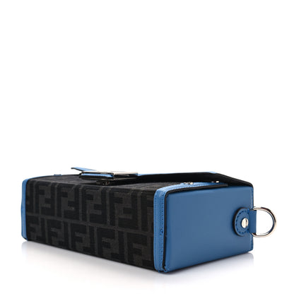 Fendi Recycled Fabric Jacquard Vitello King FF 1974 Baguette Soft Trunk Asfalto Black Fiordaliso 6 of 6