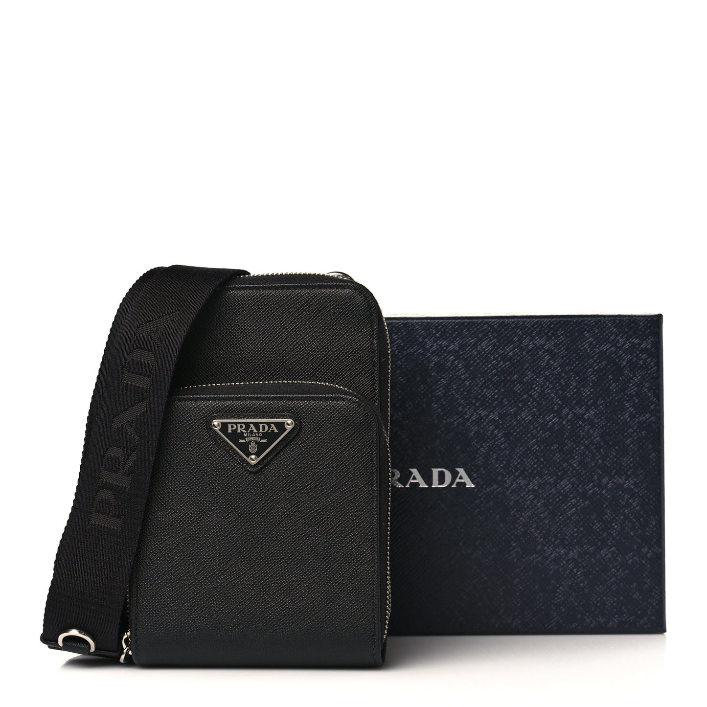 Saffiano Phone Crossbody Pouch Black