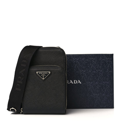 Prada Saffiano Phone Crossbody Pouch Black 8 of 8