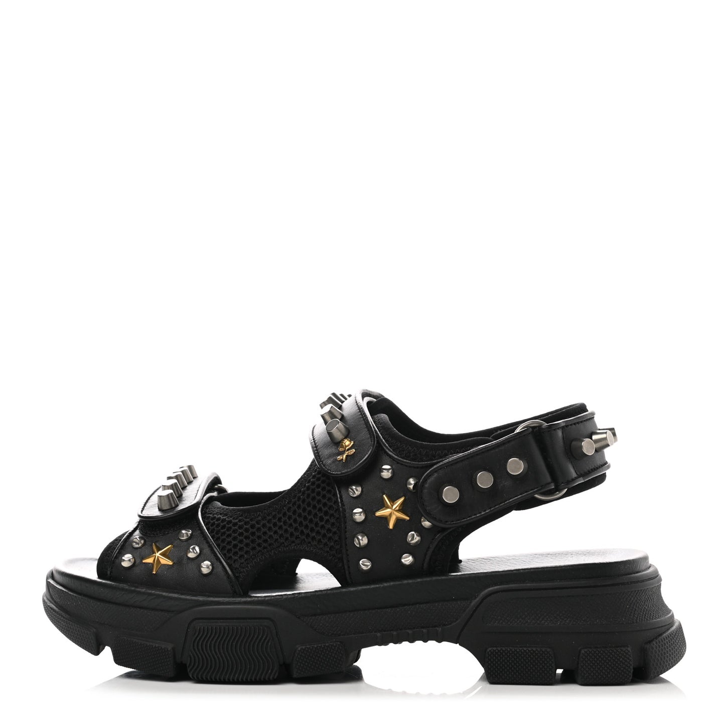 Nappa Mesh Studded Mens Aguru Sandals 8 Black