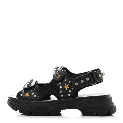 Gucci Nappa Mesh Studded Mens Aguru Sandals 8 Black 1 of 8