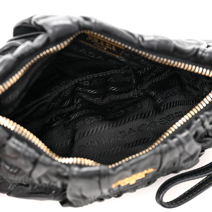 Prada Nappa Gaufre Wristlet Clutch Black 5 of 14