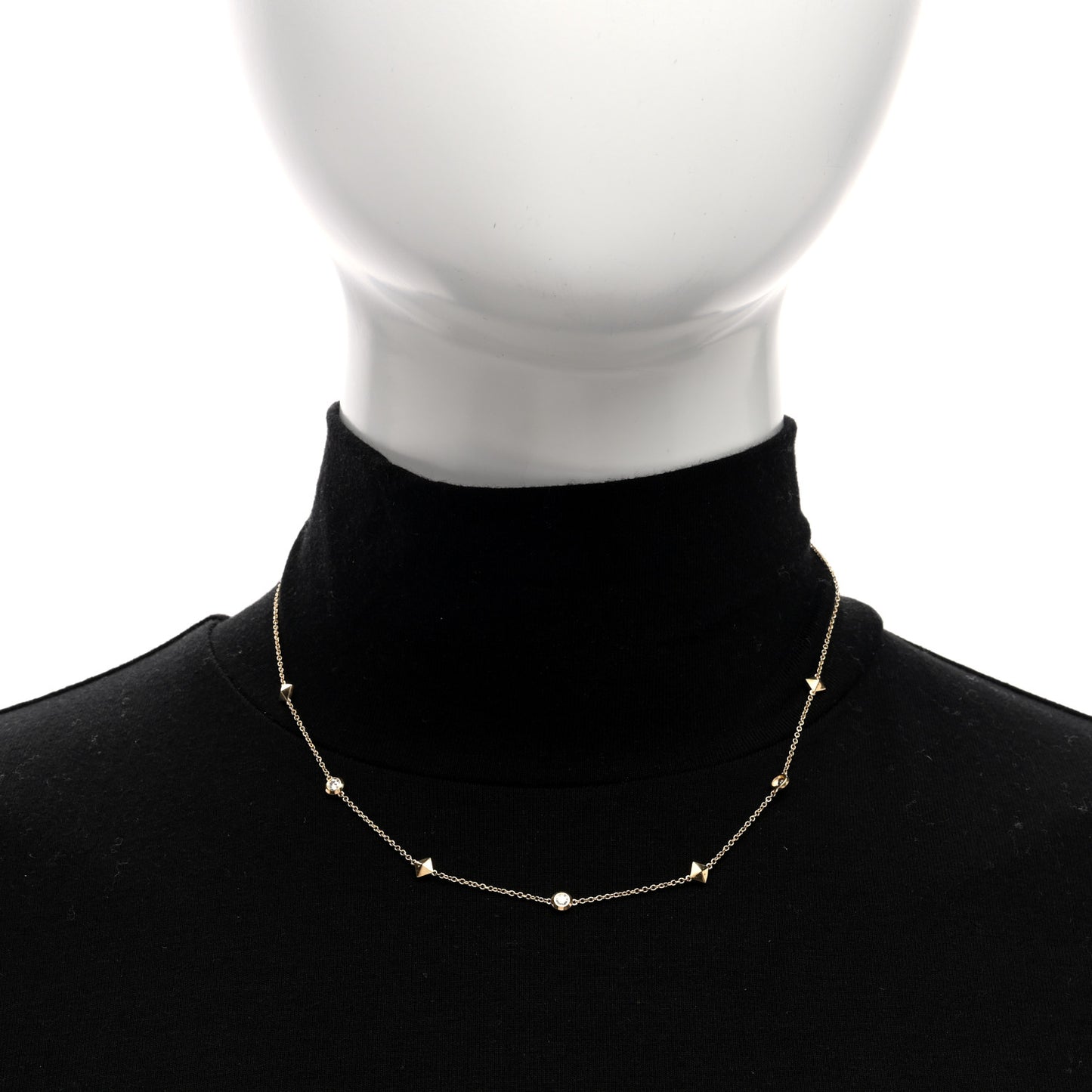 18K Yellow Gold Diamond Petite Modern Renaissance Station Necklace
