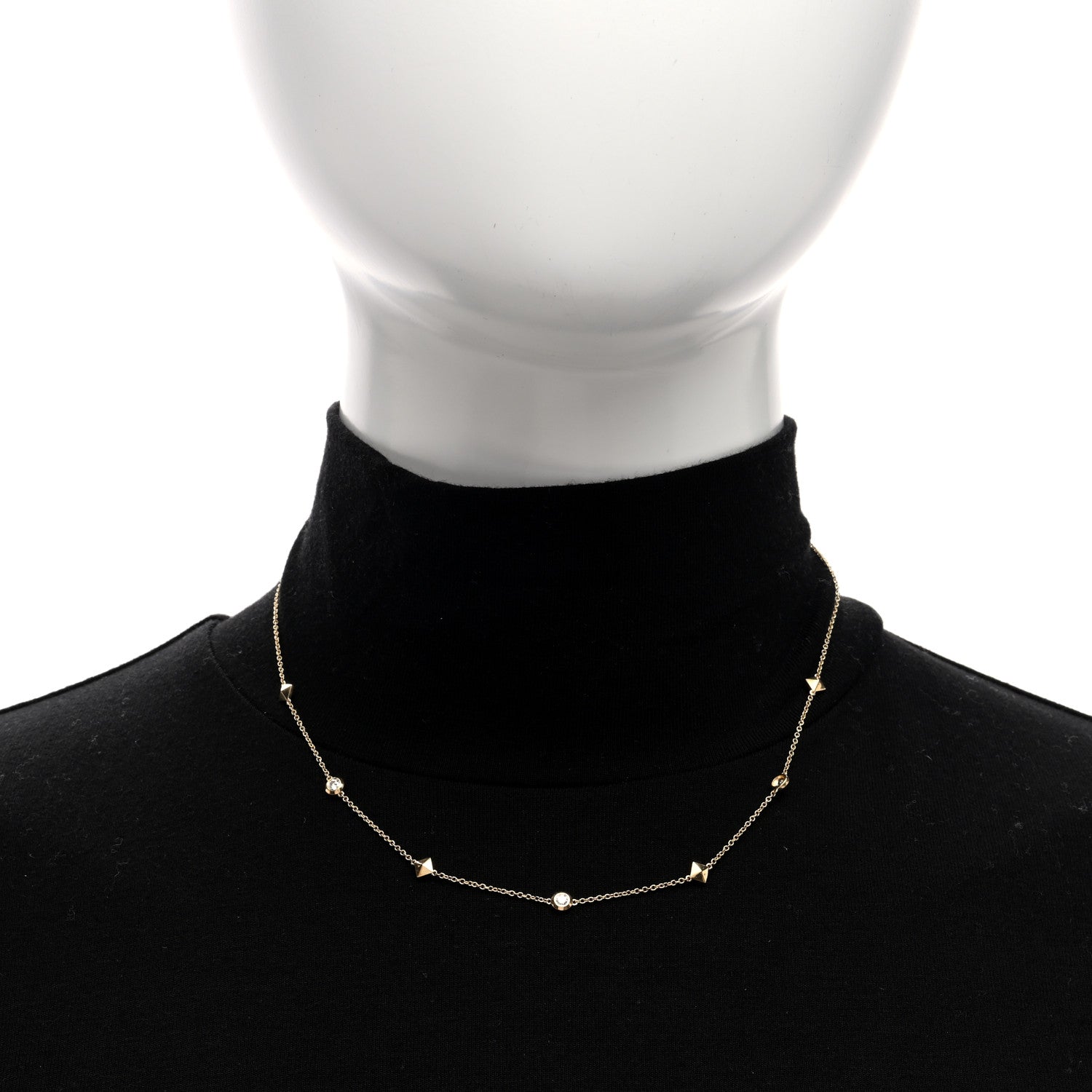 David Yurman 18K Yellow Gold Diamond Petite Modern Renaissance Station Necklace 2 of 4