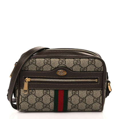 Gucci GG Supreme Monogram Web Mini Ophidia Shoulder Bag Brown 1 of 11
