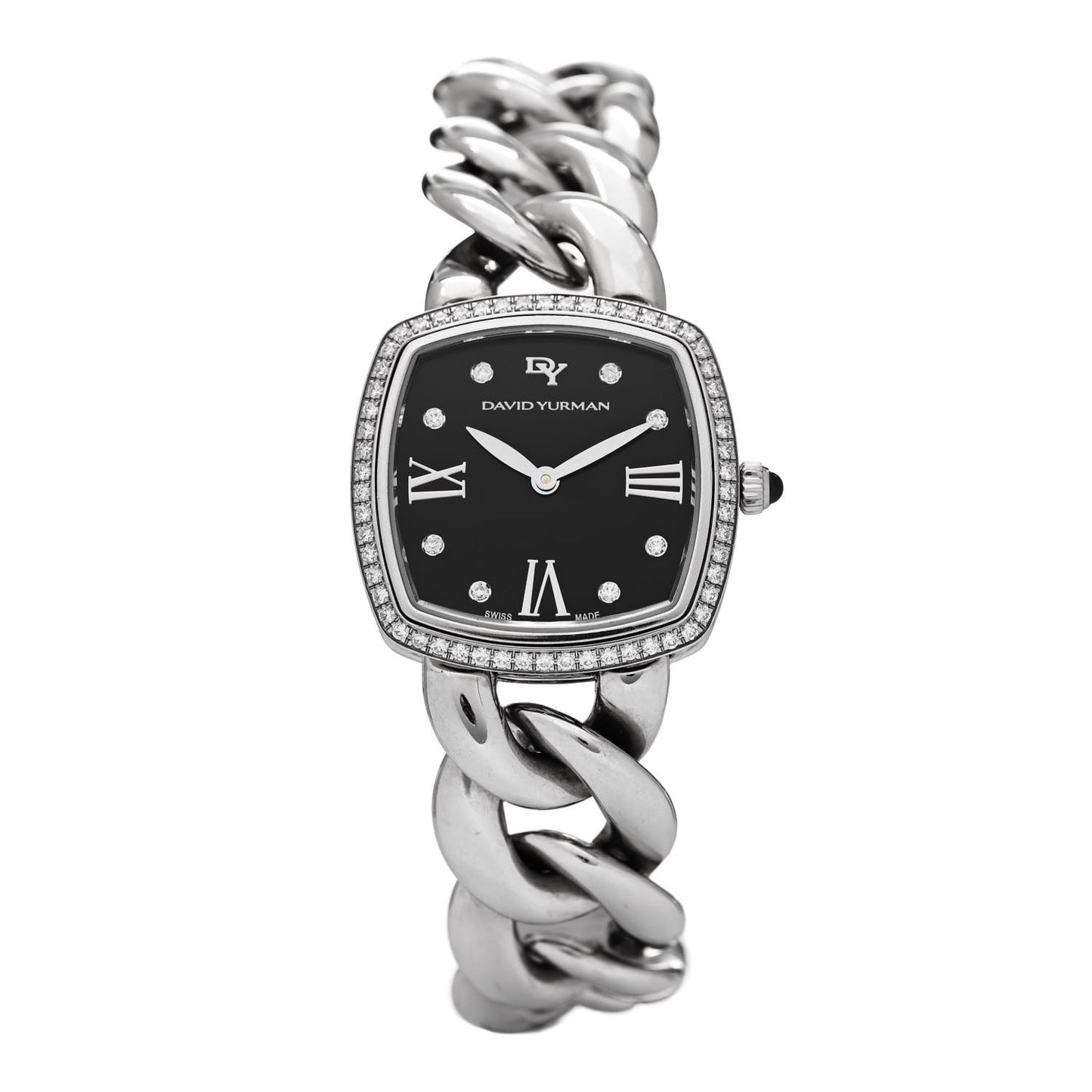 Stainless Steel Diamond Bezel 27mm Albion Quartz Watch Black