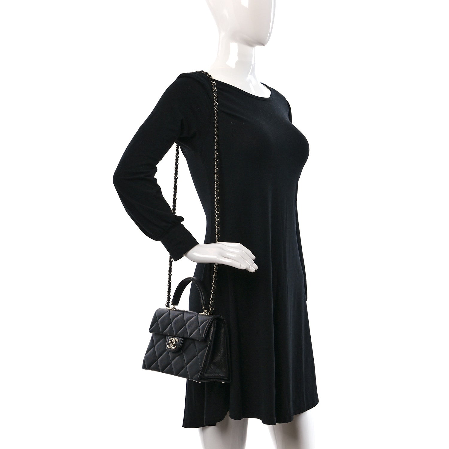Chanel Caviar Quilted Mini Retro Twist Top Handle Flap Black 2 of 11