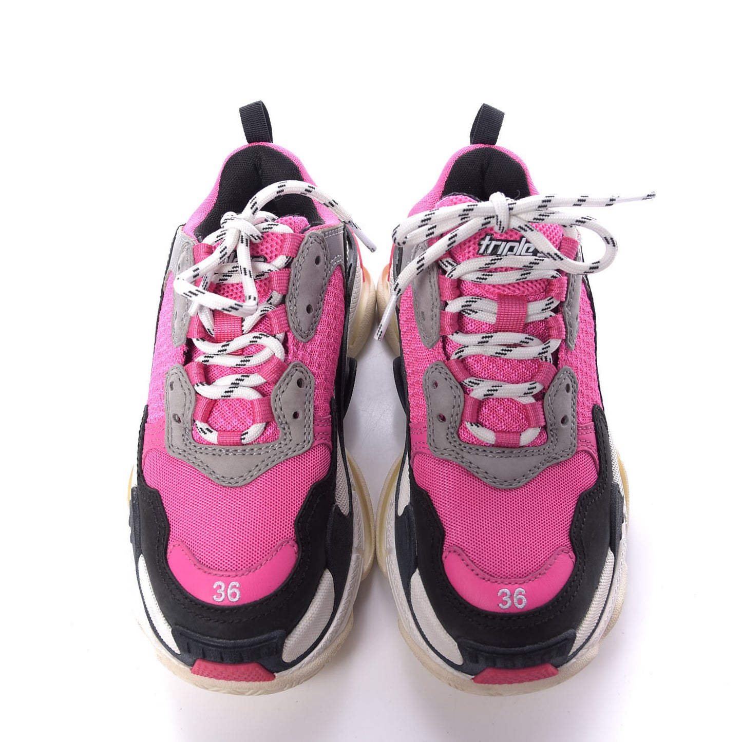 Fabric Mesh Womens Triple S Sneakers 36 Fluo Pink Grey White
