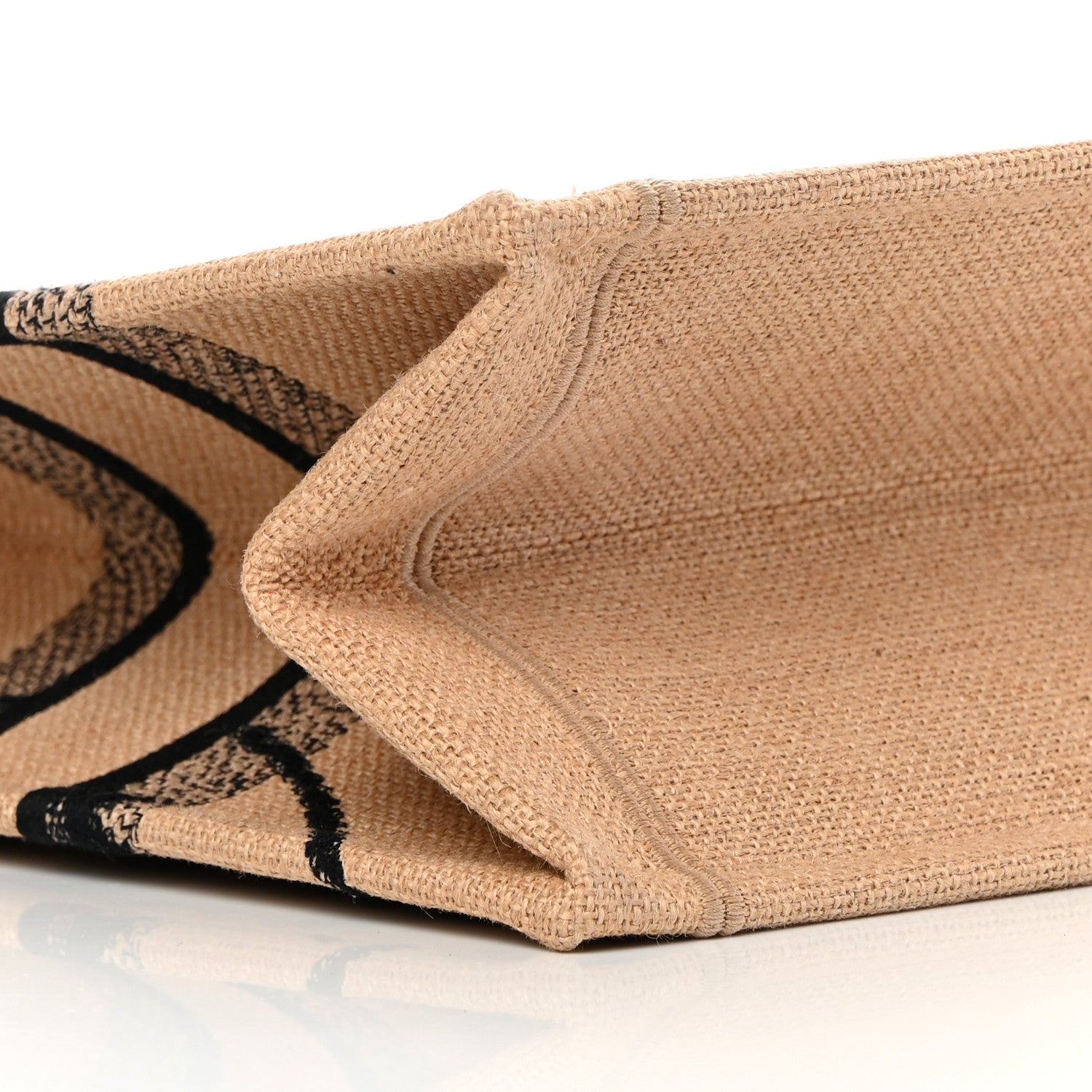 Christian Dior Canvas Jute Embroidered Medium Book Tote Black Beige 9 of 11