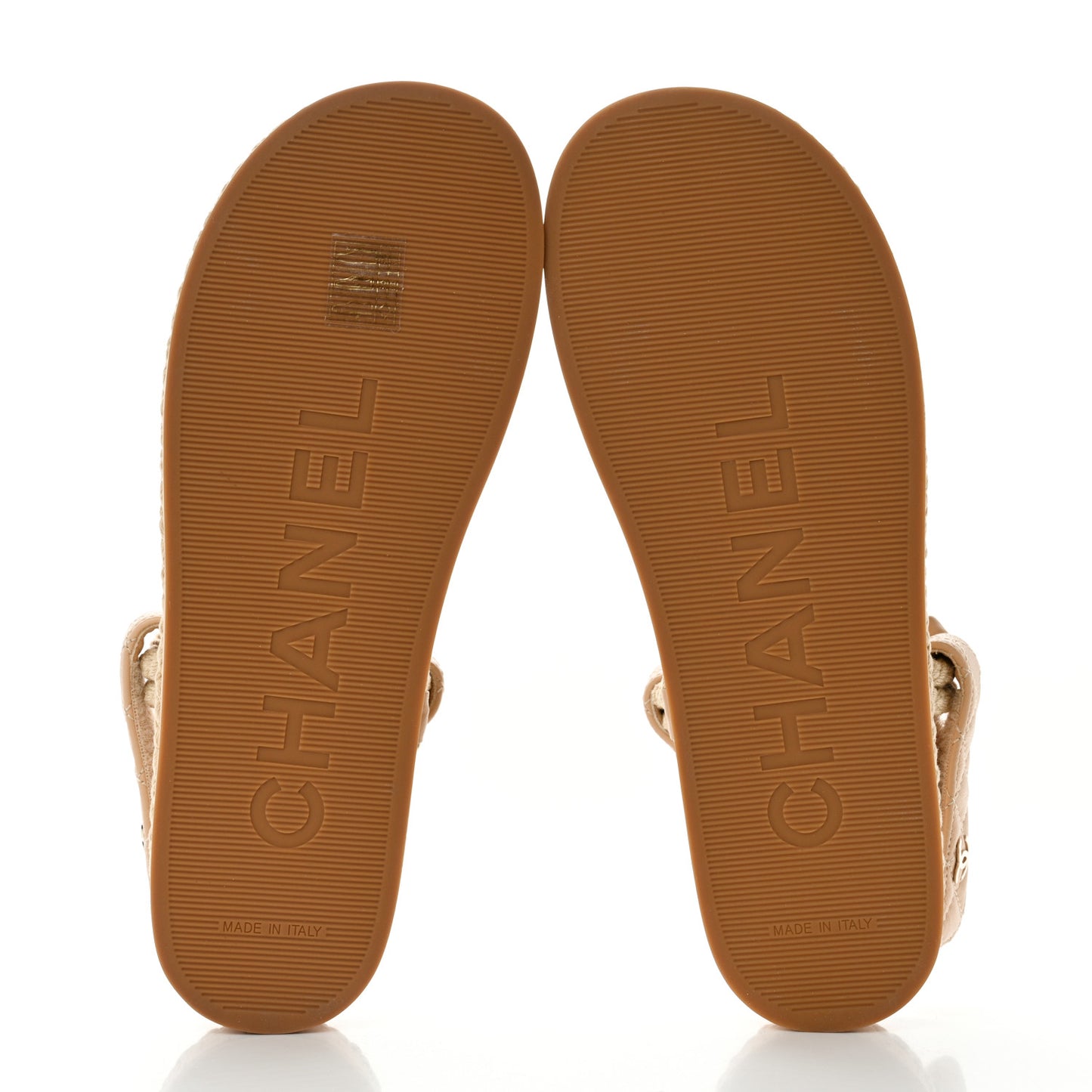 Cord Lambskin Quilted Logo Sandals 40 Beige