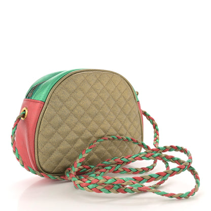 Gucci Laminated Nappa Trapuntata Mini Zumi Dome Shoulder Bag Rosso Jasmine Green Rame 3 of 12