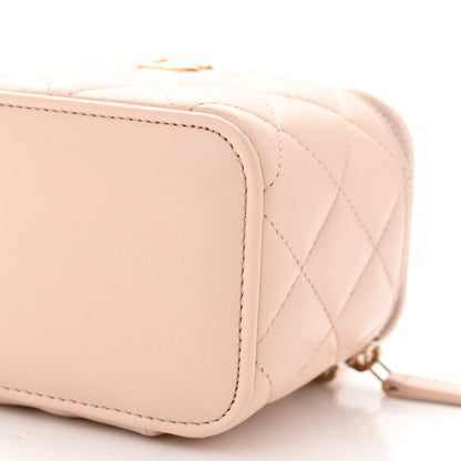 Chanel Lambskin Quilted Pearl Crush Mini Vanity Case With Chain Light Beige 10 of 11