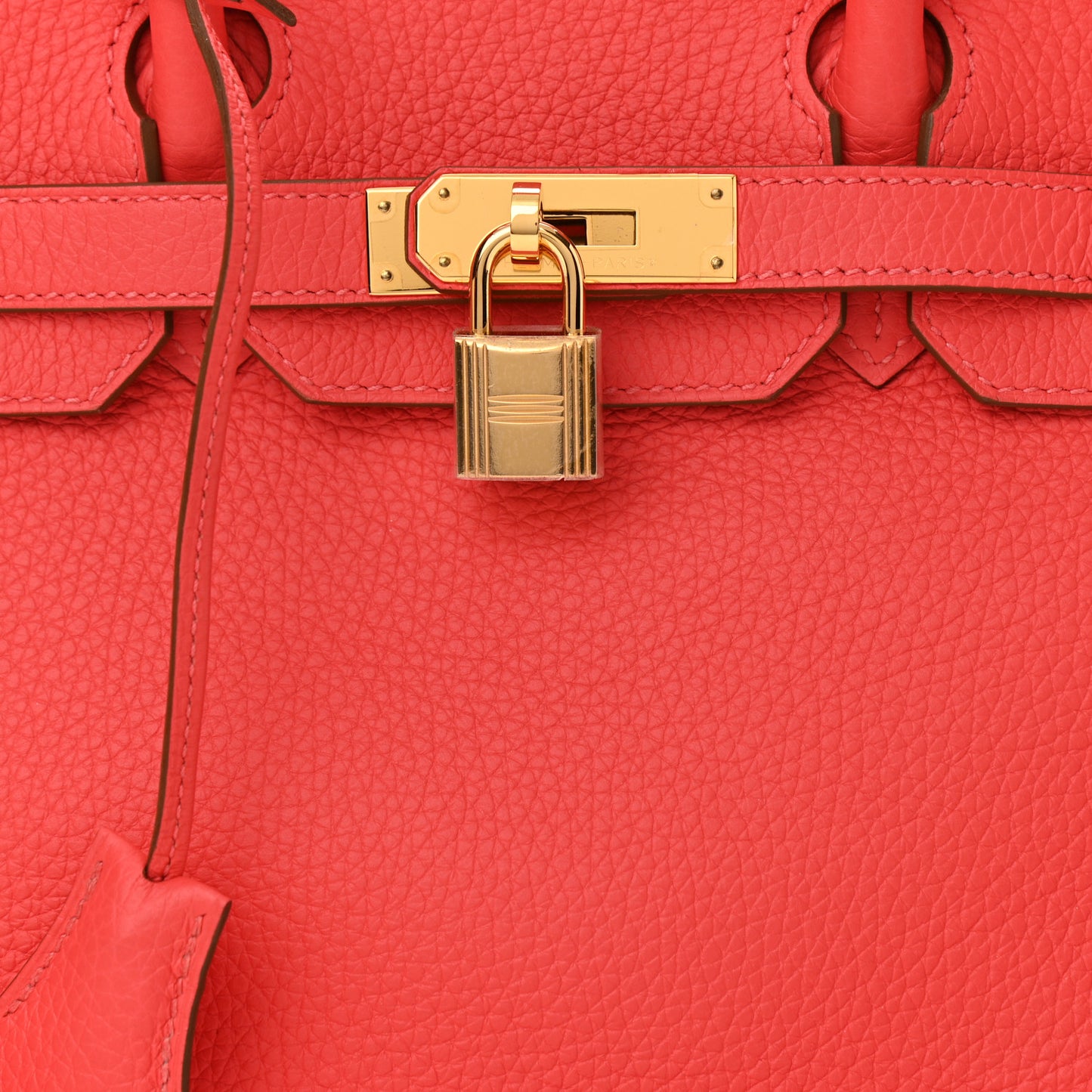 Taurillon Clemence Birkin 30 Rouge Pivoine
