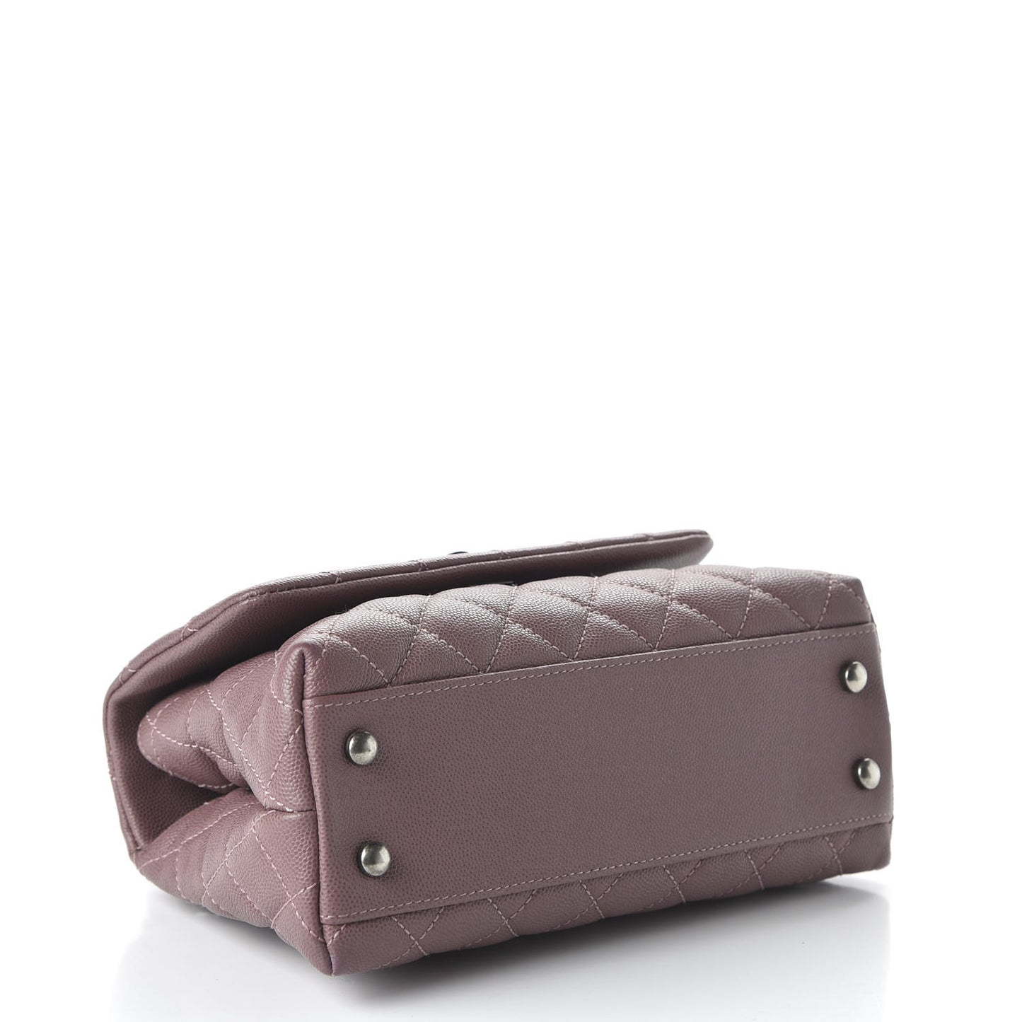Caviar Lizard Quilted Mini Coco Handle Flap Pink Burgundy