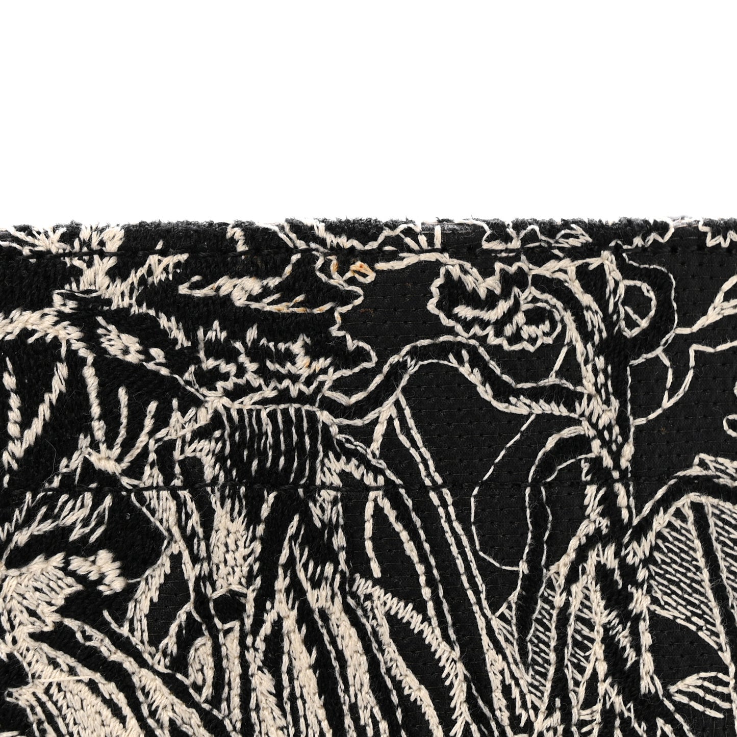 Canvas Embroidered Large Around The World Book Tote Black White