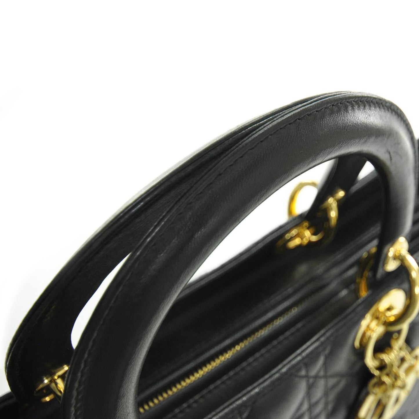 Leather Cannage Large Lady Dior Black