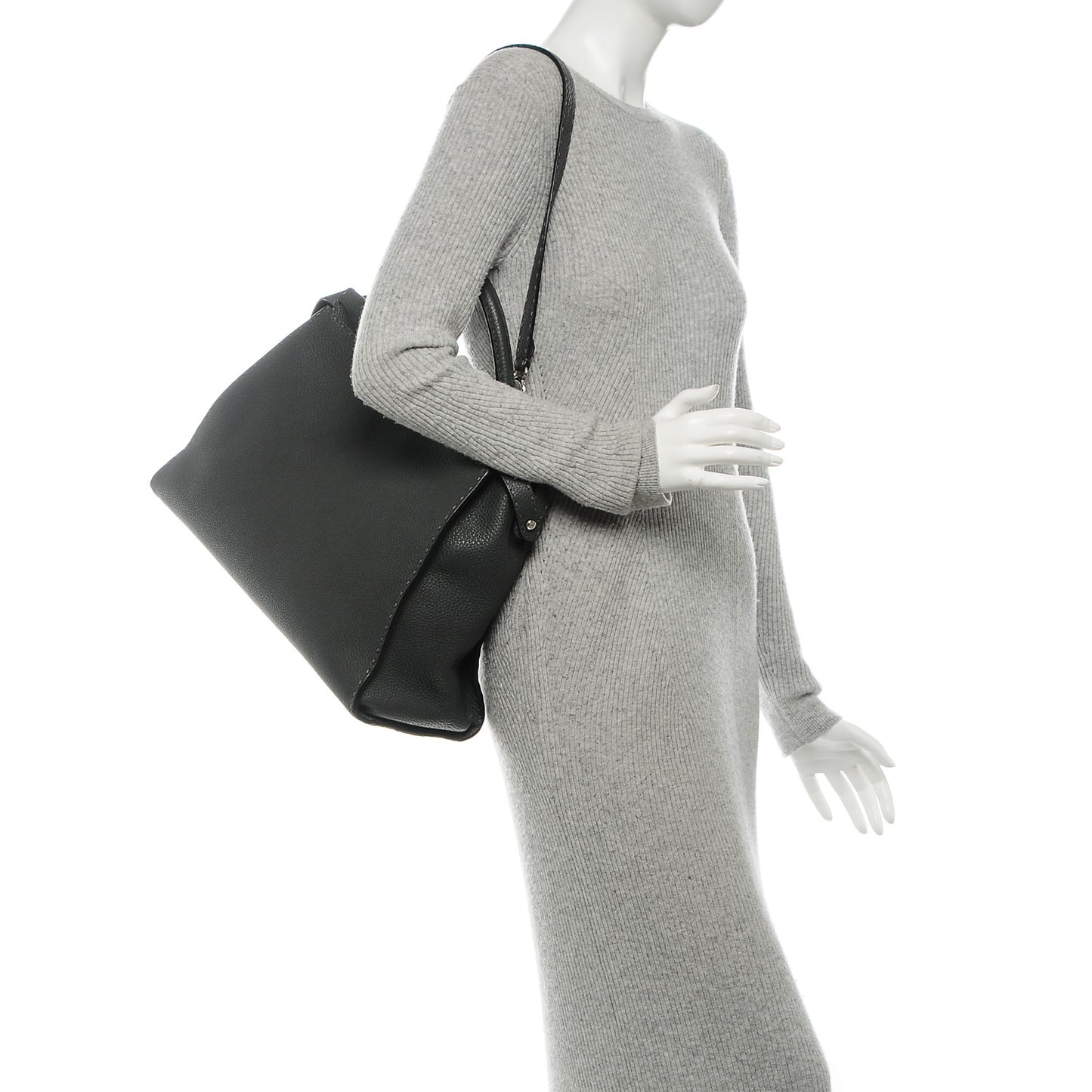 Cuoio Romano Selleria Bi-Color Large Peekaboo Iconic Satchel Asfalto Latte